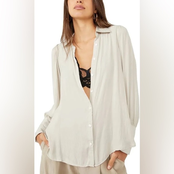 Free People Tops - Free People Cream Button-Up Serena Blouse